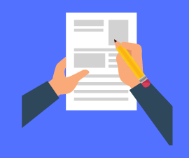 Hands writing a report.