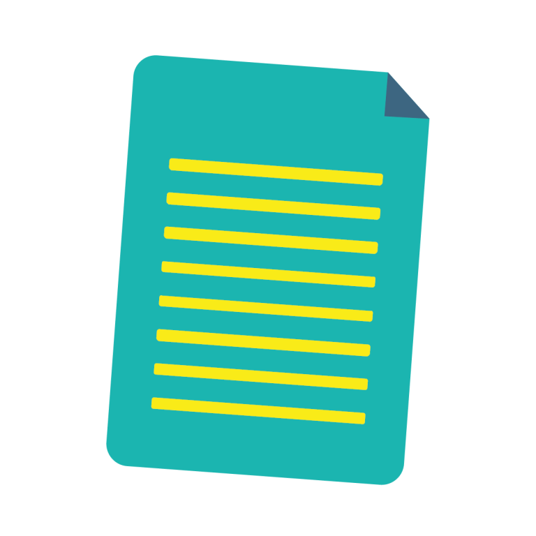 A sheet of paper with lines on it to represent writing. The top righthand corner is folded over.
